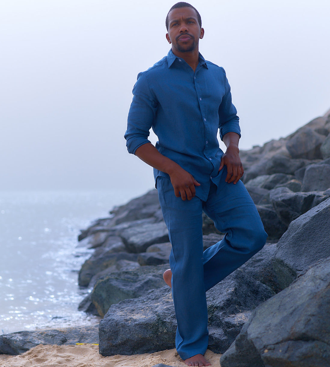 linen shirt - dark blue