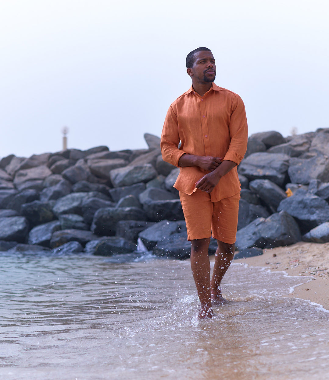 Linen short - orange