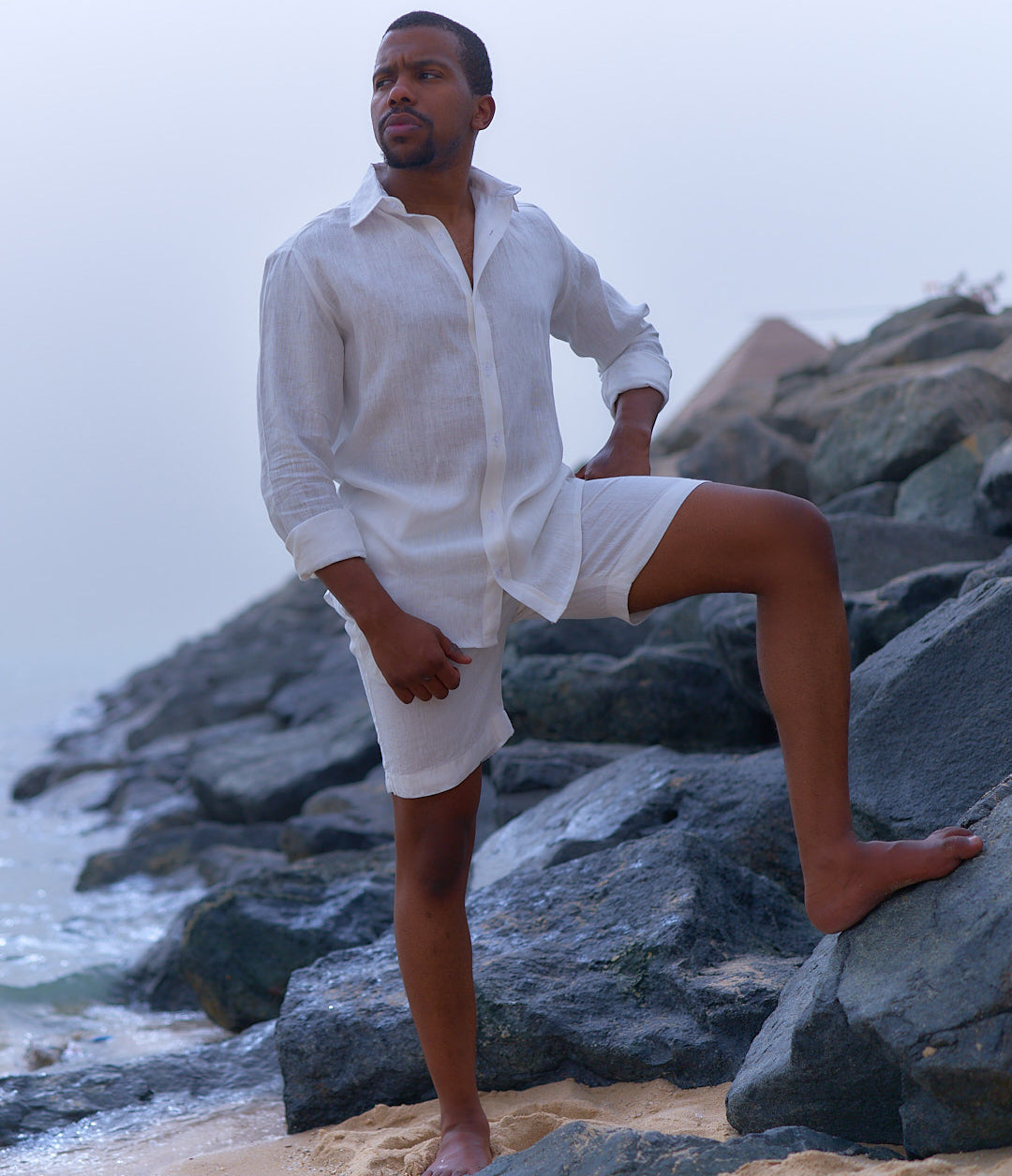 Linen short - white